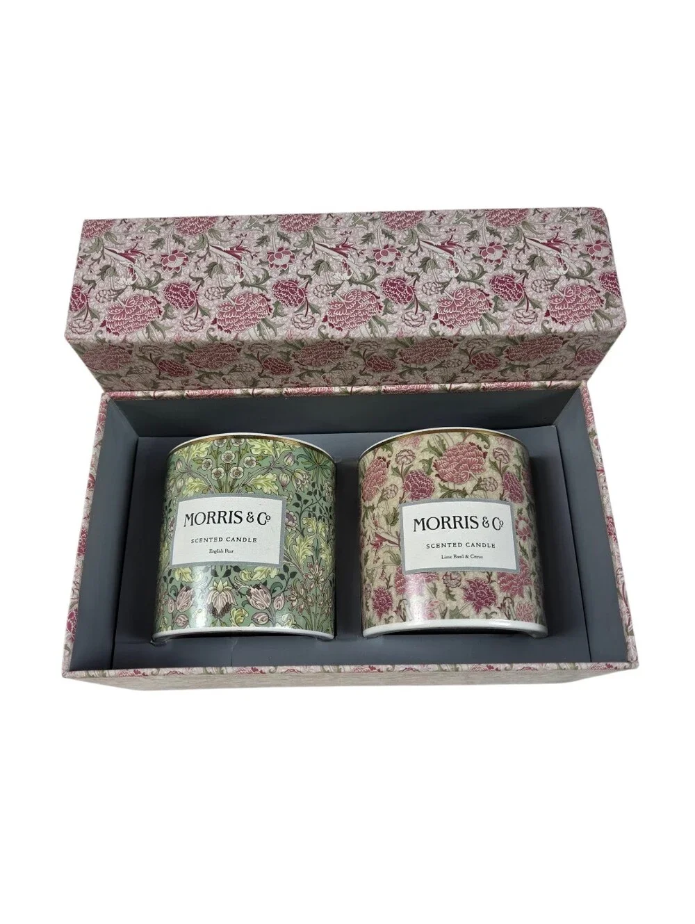 Morris & Co. English Pear and Lime & Basil Citrus 4oz Candles Set in Box